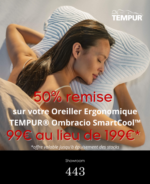 Votre oreiller ergonomique Tempur Ombracio au prix exceptionnel de 99€ chez Showroom443 à Nîmes