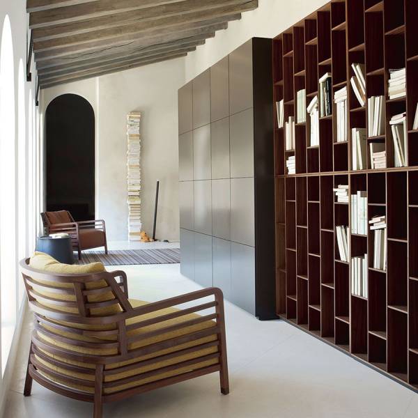 Meuble de rangement de salon design Book&Look noir et noyer sur Nîmes dans le Gard