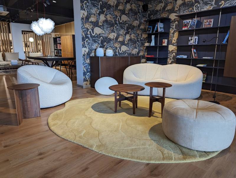 Ensemble canapé et fauteuil rond pumpkin d'exposition Ligne roset à Nîmes