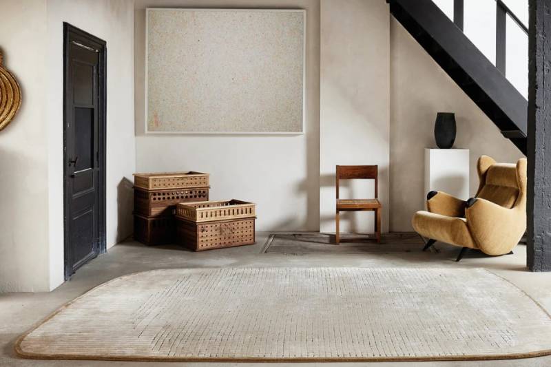 Tapis de salon moderne modèle GEOMETRY SABLE de Serge Lesage à Nîmes dans le Gard