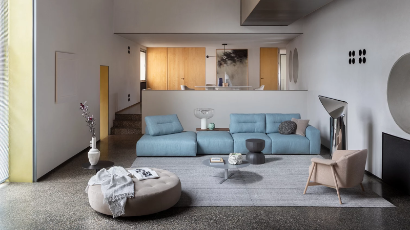 Canapé d'angle en cuir italien TAOS de Saba italia chez Showroom443 à Nîmes