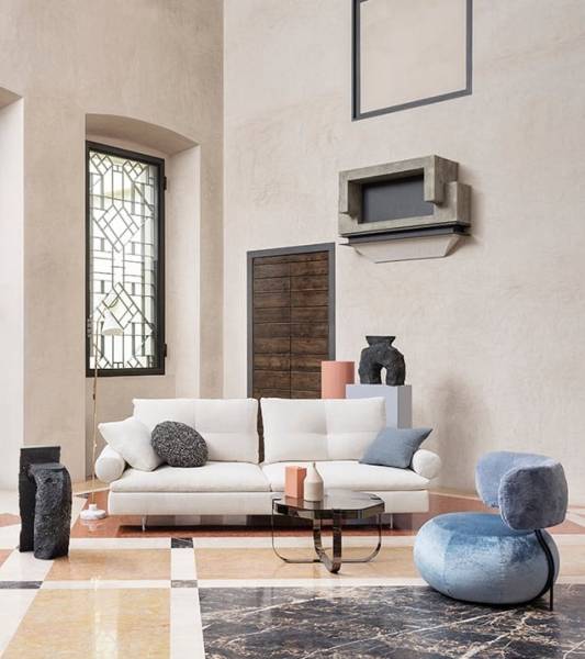 Le canapé tendance et confortable italien LIMES NEW accoudoirs rondschez Showroom443 près de Montpellier